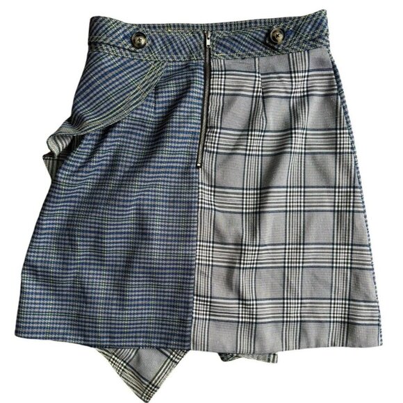 SELF-Portrait Ruffled Checked Tweed Mini Skirt Academia Coquette US 4 - Picture 4 of 6